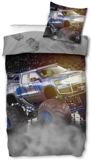 Billede af Junior sengetøj - 100x140 cm - Monstertruck - 100% bomuld - Børnesengetøj hos Shopdyner.dk